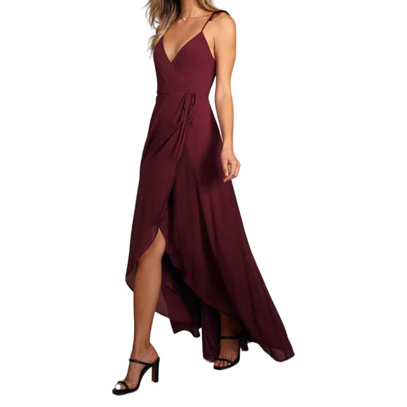 Lulus Dresses & Skirts - Lulu's dress High Low Wrap burgundy sleeveless size Medium M